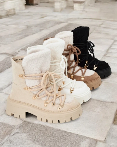 Royalfashion Lozin ženski snežni škornji z vezalkami