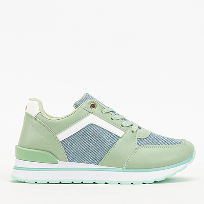 Royalfashion Zielone damskie sportowe sneakersy z brokatem Berilan