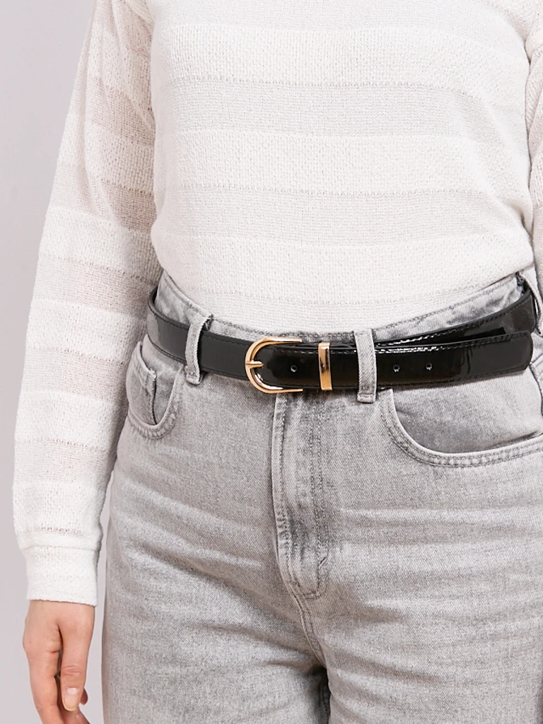 Lakiran ženski pas za hlače, sproščen slog