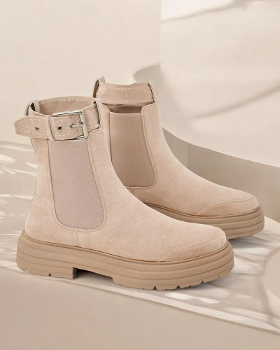 Royalfashion Ženske čizme do gležnja s dekorativnim remenom Ozzoas