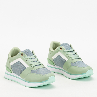 Royalfashion Zielone damskie sportowe sneakersy z brokatem Berilan