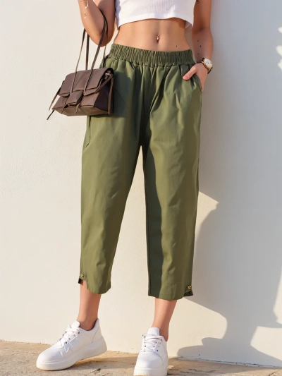 Royalfashion Preproste ženske tkaninske hlače 7/8