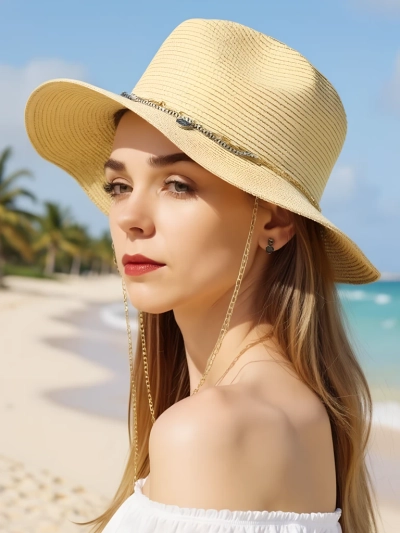 Royalfashion Ženski slamnati klobuk Golden Halo