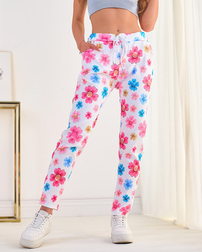 Royalfashion Ženske hlače iz tkanine s cvetličnim vzorcem