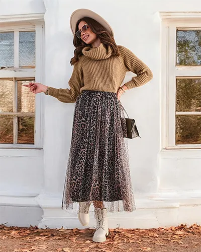 Royalfashion Modelirana midi krila za žene s tilom