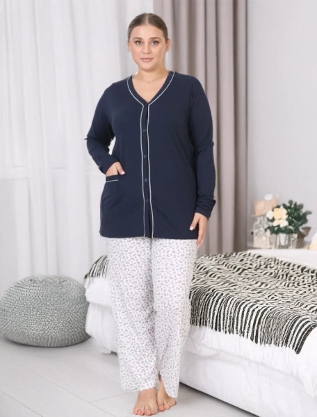 Royalfashion Pamuk ženske pidžame u dva dijela PLUS VELIČINA