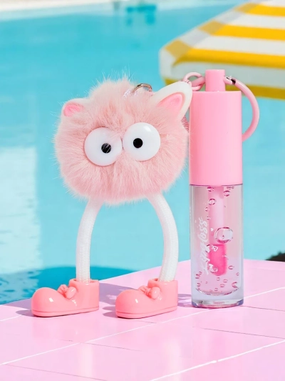 Lip gloss za otroke s kosmatim pošastkom Svetlo roza
