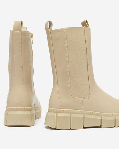 Royalfashion Botki damskie na platformie w kolorze beżowym Couell