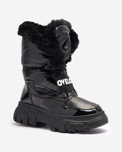 Royalfashion Buty a'la śniegowce damskie na płaskiej podeszwie w kolorze czarnym Sapollo