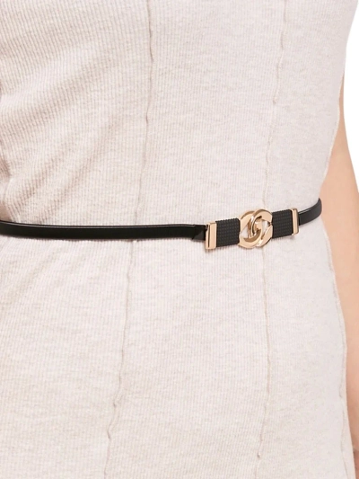 Ženski kovinski pas Callista Nero črn, minimalističen, s kavljem