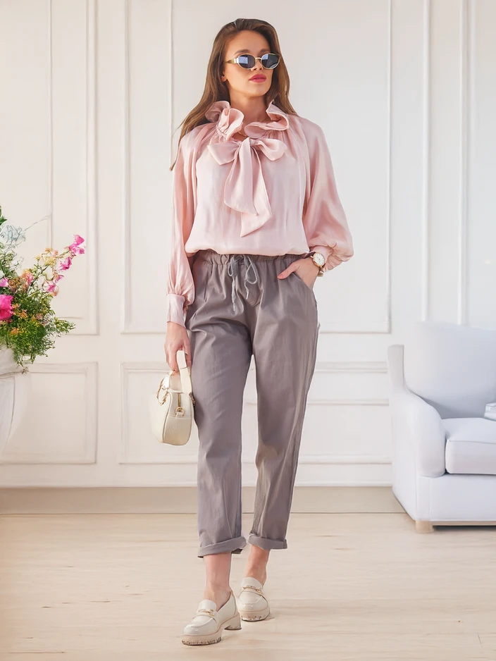 Royalfashion Šimrnica ženska srajca z dekorativnim ovratnikom