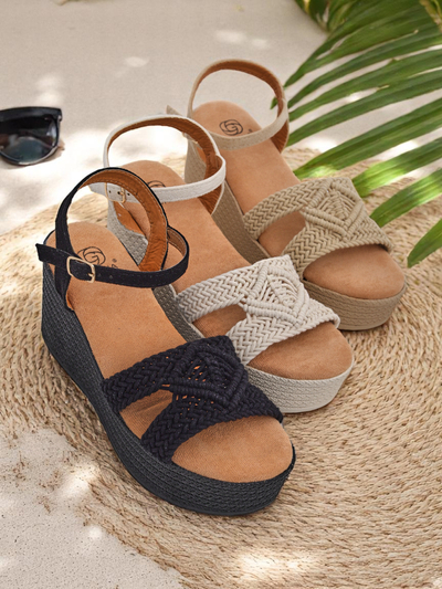 Royalfashion Ženski sandali z visoko peto, pleteni Sunny Day