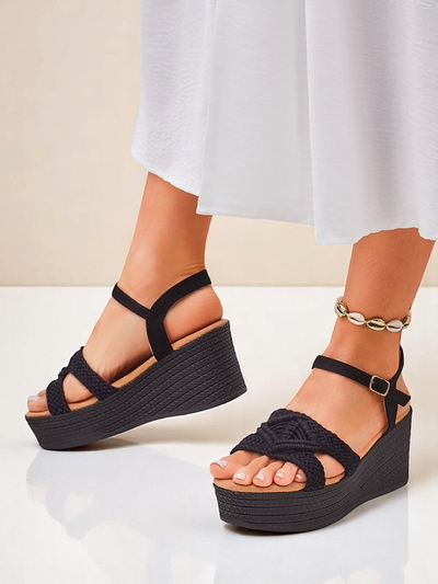 Royalfashion Ženski sandali z visoko peto, pleteni Sunny Day