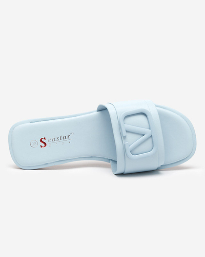 Royalfashion Niebieskie damskie klapki z eko skóry Cartec