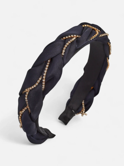 Royalfashion Naglavni trak za lase s pletenico v obliki kite, okrašen s cirkoni