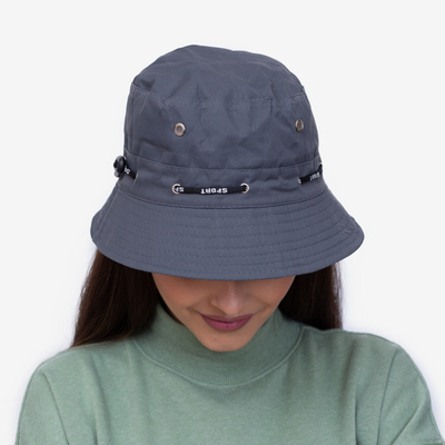 Ciemnoszara damska czapka typu bucket hat - Akcesoria