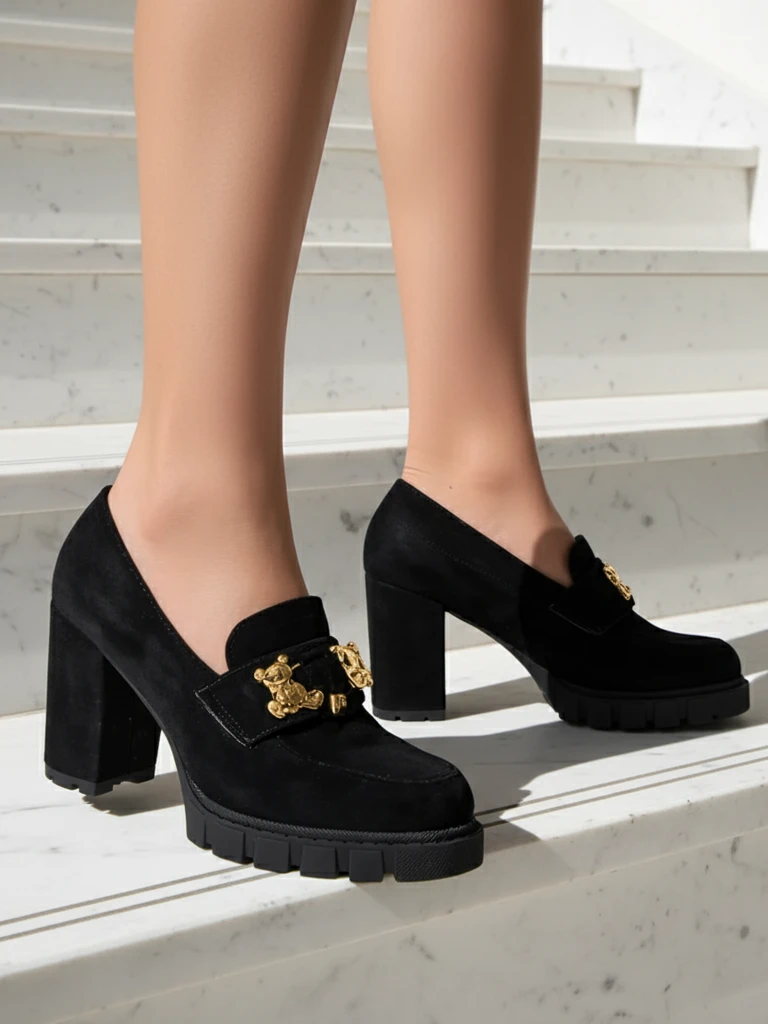 Osupljivi Črni Čevlji s Peto iz Semiš Eleganten in Moden