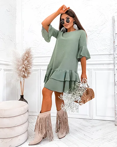 Royalfashion Lanena ženska mini obleka