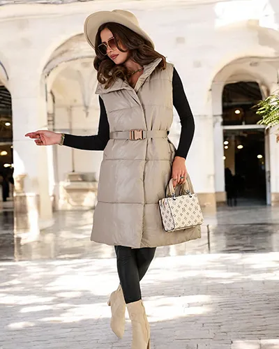 Royalfashion Dolg ženski telovnik a'la leather
