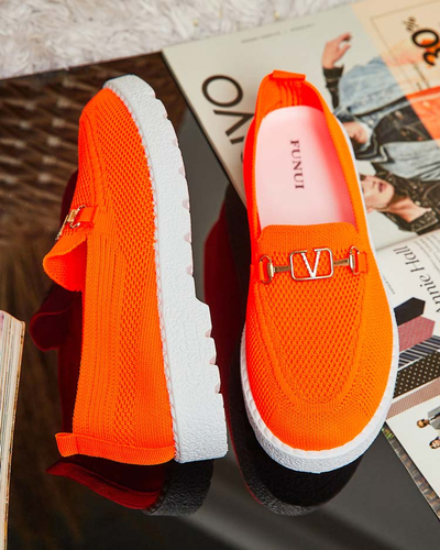 Royalfashion Ženski mokasini iz blaga z zlatim okrasom Erticae