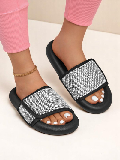 Royalfashion Papuci de damă cu talpă plată Sparkle Step