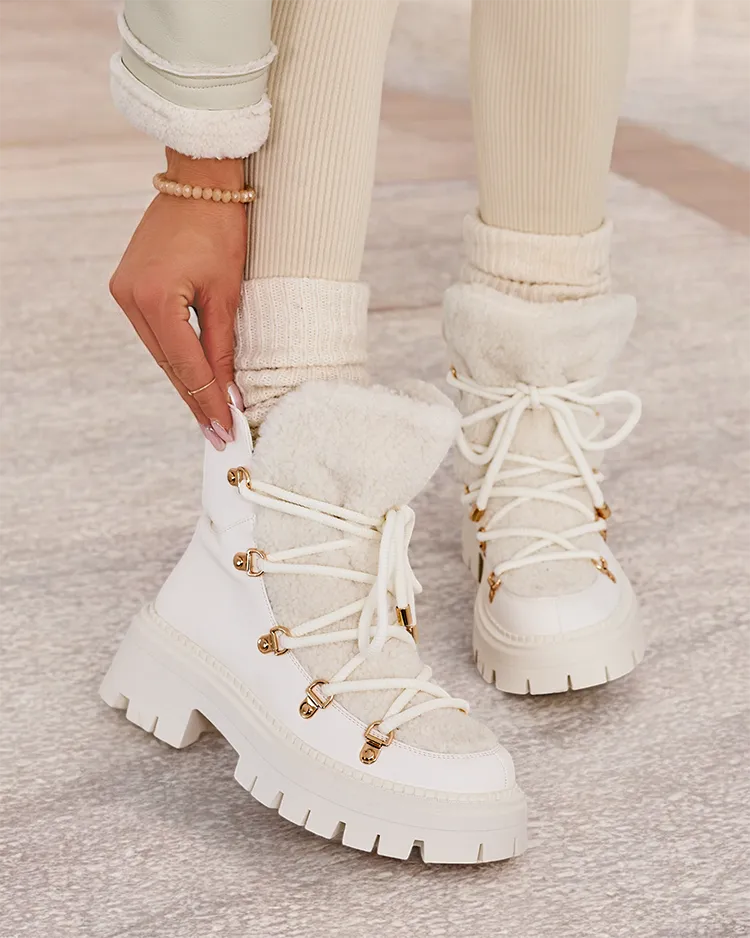 Royalfashion Lozin ženski snežni škornji z vezalkami