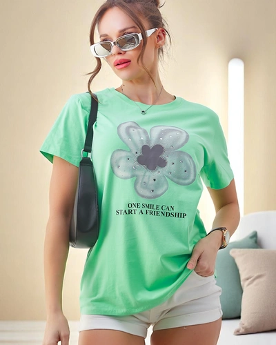 Royalfashion Ženska bombažna majica s cvetom