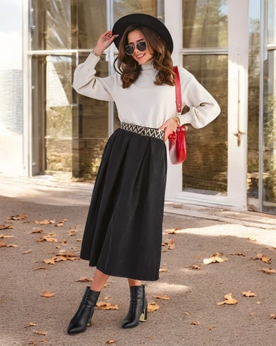 Royalfashion Ženska midi krila a'la pletenina