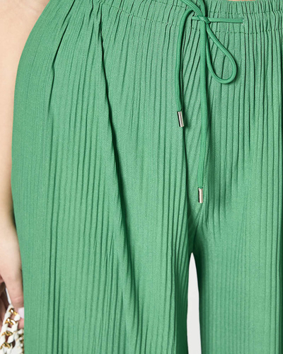Royalfashion Damskie szerokie plisowane spodnie palazzo w zielonym kolorze