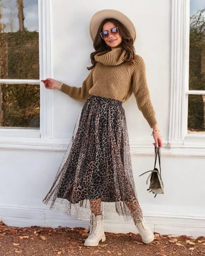 Royalfashion Modelirana midi krila za žene s tilom