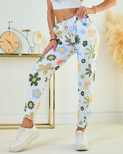 Royalfashion Ženske hlače iz tkanine s cvetličnim vzorcem