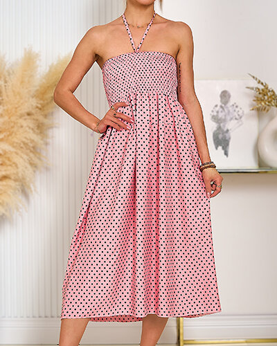 Royalfashion Ženska pikčasta obleka do kolen