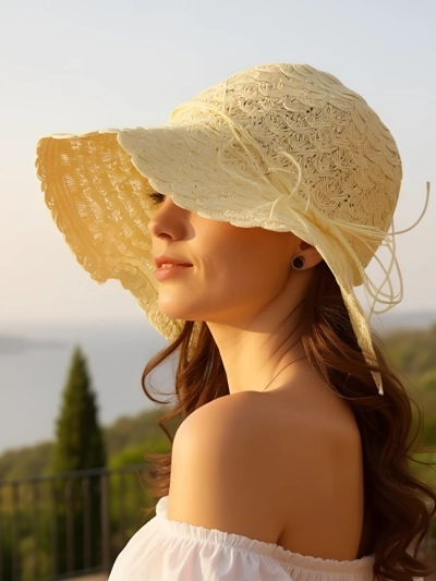 Royalfashion Ženski slamnik s čudovito pentljo