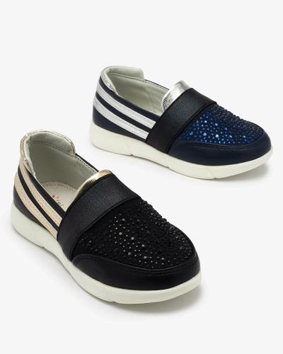 Royalfashion Czarne dziecięce tenisówki slip - on Ciarala