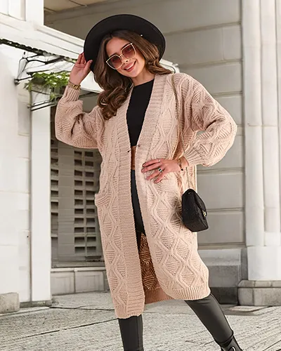 Royalfashion Pleten ženski pončo pulover