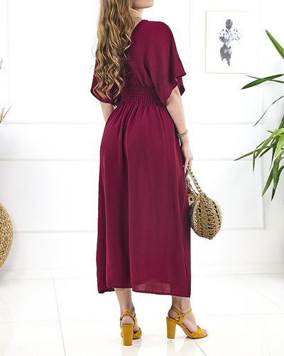 Royalfashion Bordowa damska sukienka midi