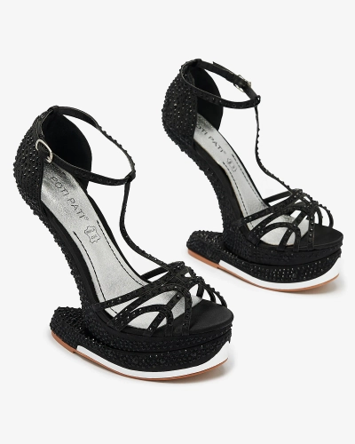 Royalfashion Czarne czółenka damskie z cyrkoniami Nekko