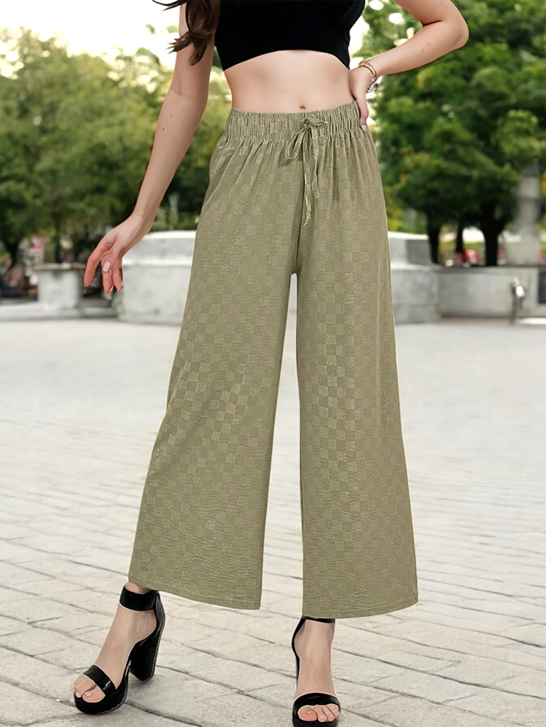 Royalfashion Ženske široke kariraste hlače