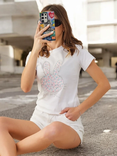 Royalfashion Ženska bombažna majica Zajec Pravi bodi