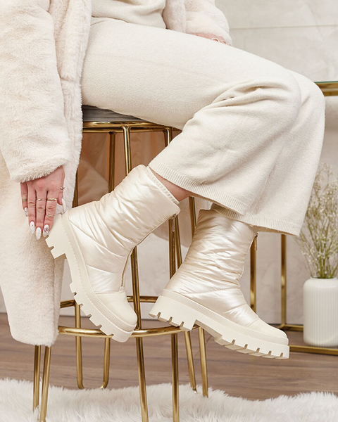 Royalfashion Ženski škornji Tainve Beige z ravnim podplatom