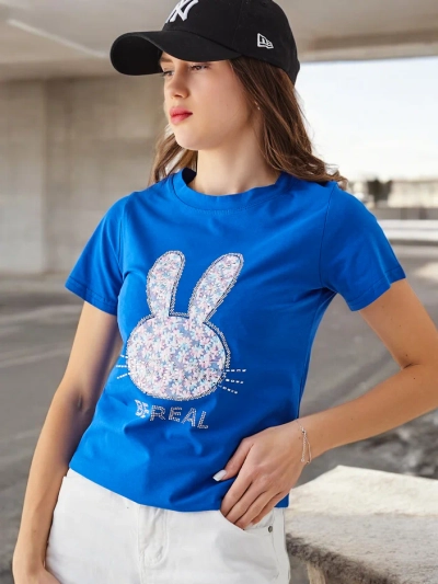 Royalfashion Ženska bombažna majica Zajček Povej, da bodi realen