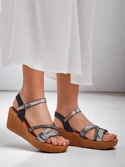 Royalfashion Ženske wedge sandale z diamanti in bleščicami Eclat