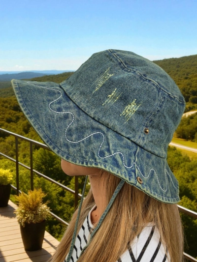Ženski klobuk Perseida – denim plažni klobuk iz poliestra
