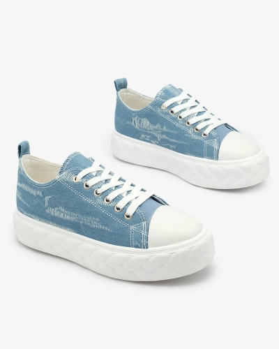 Royalfashion Niebieskie damskie jeansowe trampki z przetarciami Nerolera