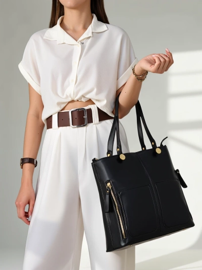 Royalfashion Eleganten velika ženska torba s žepi