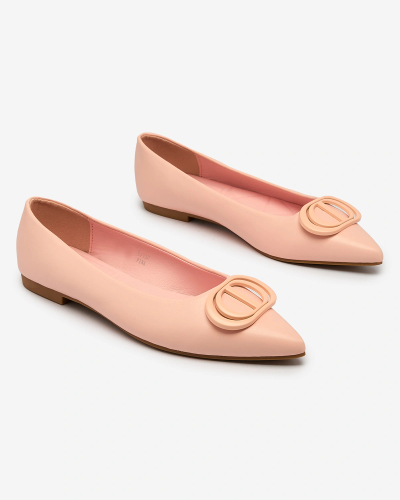 Royalfashion Svetlo rožnate ženske balerinke s koničastim prsti in okrasom Manixyjevega noska