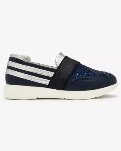 Royalfashion Granatowo - czarne dziecięce tenisówki slip - on Ciarala