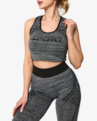 Royalfashion Szary damski komplet sportowy z czarnymi wstawkami