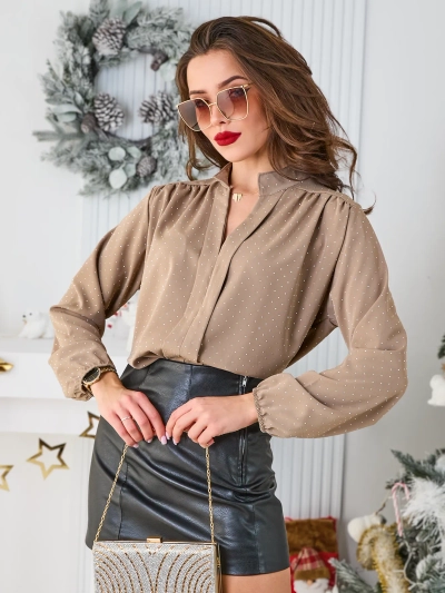 Royalfashion Ženska bluza z okrasnimi kamenčki