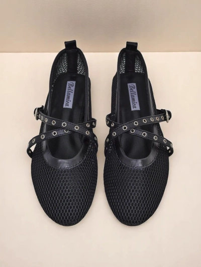 Mrežaste balerinke s plosko peto Royalfashion Arethusa Nero